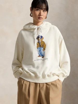 Polo Ralph Lauren bluza z kapturem damska z bawełną beżowy