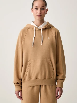 Polo Ralph Lauren bluza z kapturem damska z bawełną brązowy