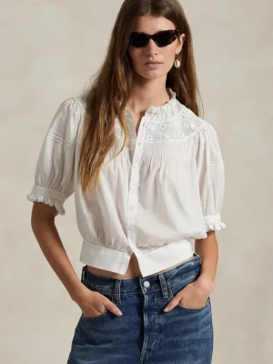 Zdjęcie produktu Polo Ralph Lauren bluzka bawełniana damska kolor biały gładka 211965852