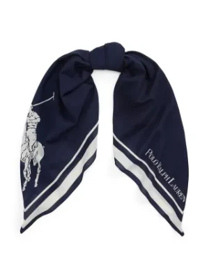 Polo Ralph Lauren chusta bawełniana damska kolor granatowy wzorzysta 455917351