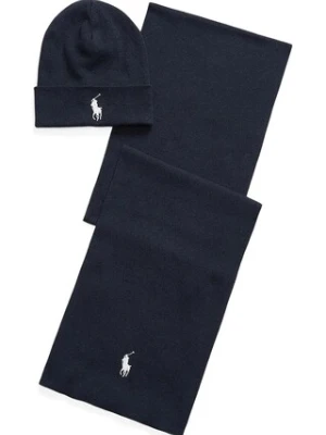 Polo Ralph Lauren czapka i szalik bawełniany kolor beżowy 710953262