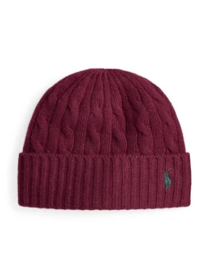 Polo Ralph Lauren czapka wełniana kolor bordowy z grubej dzianiny wełniana 449959346