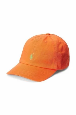 Polo Ralph Lauren czapka z daszkiem bawełniana dziecięca kolor pomarańczowy gładka