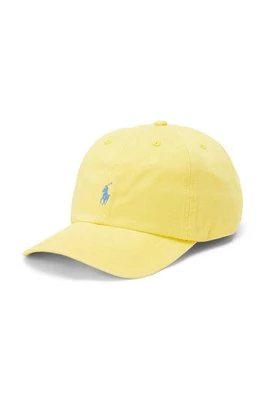 Polo Ralph Lauren czapka z daszkiem bawełniana dziecięca kolor żółty gładka