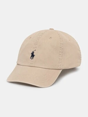 Polo Ralph Lauren czapka z daszkiem bawełniana kolor beżowy gładka 211912843