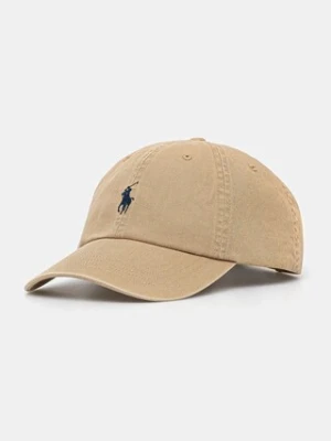 Polo Ralph Lauren czapka z daszkiem bawełniana kolor beżowy gładka 211912843