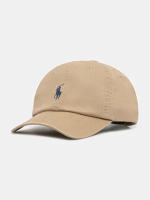 Polo Ralph Lauren czapka z daszkiem bawełniana kolor beżowy gładka 211912843