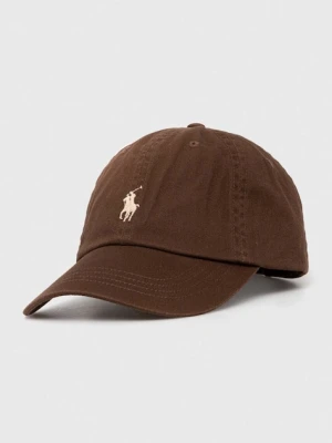 Polo Ralph Lauren czapka z daszkiem bawełniana kolor brązowy gładka 211912843