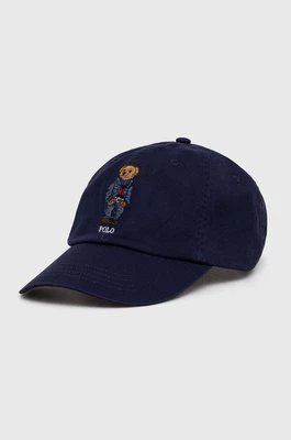 Polo Ralph Lauren czapka z daszkiem bawełniana kolor granatowy z aplikacją 211949925