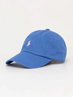 Polo Ralph Lauren czapka z daszkiem bawełniana kolor niebieski gładka 211912843