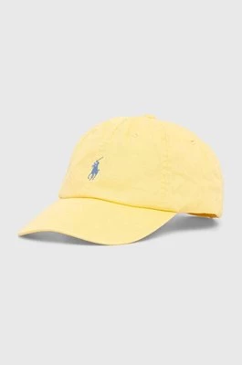 Polo Ralph Lauren czapka z daszkiem bawełniana kolor żółty gładka