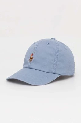 Polo Ralph Lauren czapka z daszkiem kolor niebieski gładka