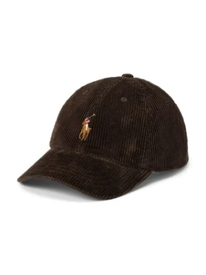 Polo Ralph Lauren czapka z daszkiem sztruksowa kolor brązowy z aplikacją 710880778