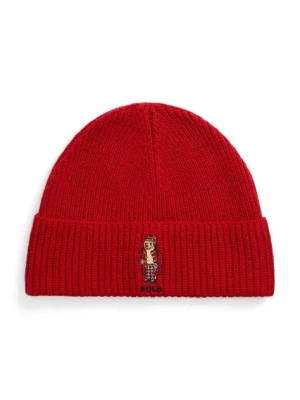 Polo Ralph Lauren czapka z domieszką wełny kolor czerwony z grubej dzianiny 449959381