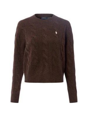 Polo Ralph Lauren Damski sweter z dzianiny z zawartością kaszmiru Kobiety dzianina grubo tkana brązowy jednolity,
