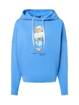 Polo Ralph Lauren Damski sweter z kapturem Kobiety Bawełna niebieski jednolity,