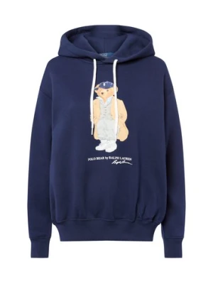 Polo Ralph Lauren Damski sweter z kapturem Kobiety Bawełna niebieski nadruk,