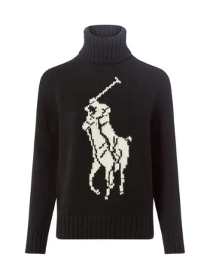 Polo Ralph Lauren Damski wełniany sweter z golfem Kobiety Wełna czarny|biały wzorzysty,