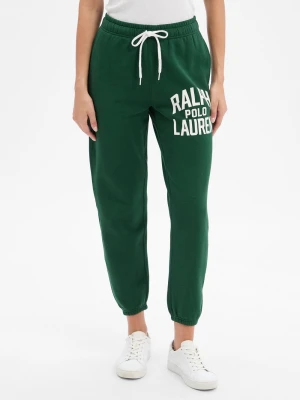 Polo Ralph Lauren Damskie spodnie do biegania Kobiety Bawełna zielony|biały nadruk,