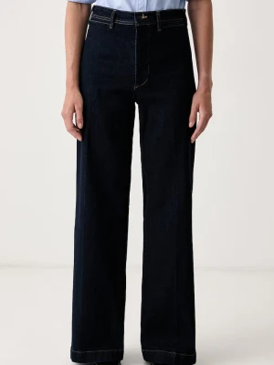 Polo Ralph Lauren jeansy wide leg damskie granatowy