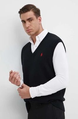 Polo Ralph Lauren kamizelka bawełniana kolor czarny ciepły 710A33366