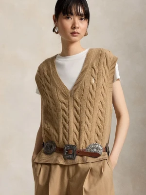 Polo Ralph Lauren kamizelka damska wełniana brązowy
