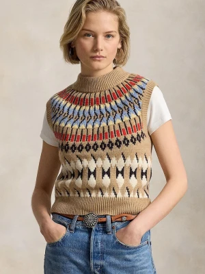 Polo Ralph Lauren kamizelka damska wełniana brązowy