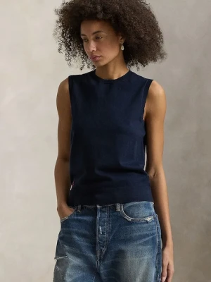 Polo Ralph Lauren kamizelka damska z bawełną granatowy