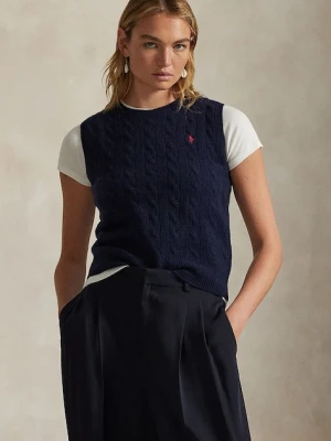 Polo Ralph Lauren kamizelka z kaszmirem damski kolor granatowy 211972134
