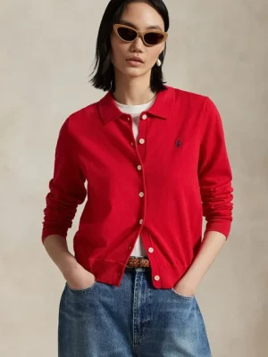 Zdjęcie produktu Polo Ralph Lauren kardigan bawełniany damski kolor czerwony lekki 211959285