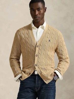 Polo Ralph Lauren kardigan bawełniany kolor brązowy