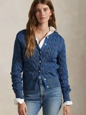 Polo Ralph Lauren kardigan bawełniany kolor granatowy lekki 211955325