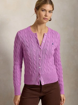 Polo Ralph Lauren kardigan damski bawełniany fioletowy