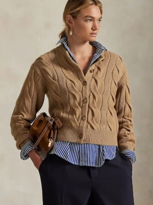 Polo Ralph Lauren kardigan wełniany damski kolor beżowy 211972128