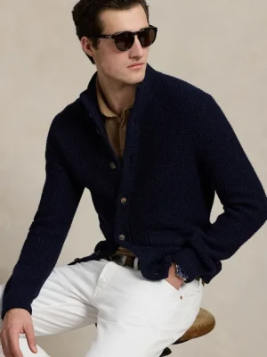 Polo Ralph Lauren kardigan wełniany męski kolor granatowy 710970292