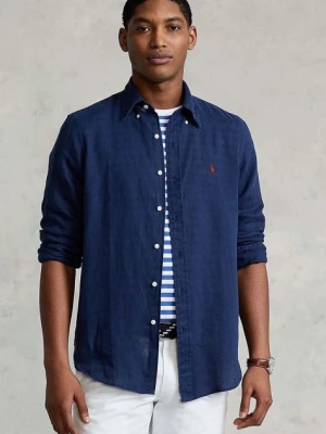 Polo Ralph Lauren Koszula 710829443001 męska kolor granatowy slim z kołnierzykiem button-down