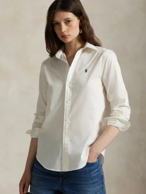 Polo Ralph Lauren koszula bawełniana damska kolor beżowy regular z kołnierzykiem klasycznym 211A92177