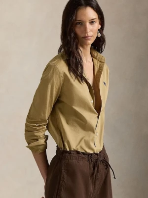 Polo Ralph Lauren koszula bawełniana damska kolor brązowy regular z kołnierzykiem klasycznym 211A92177