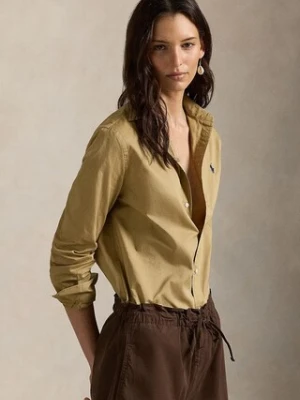 Polo Ralph Lauren koszula bawełniana damska kolor brązowy regular z kołnierzykiem klasycznym 211A92177