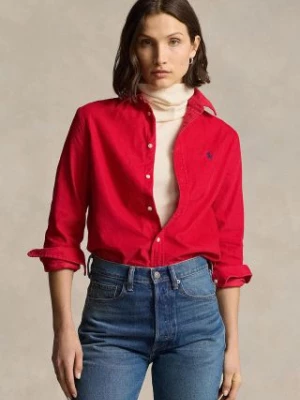 Polo Ralph Lauren koszula bawełniana damska kolor czerwony relaxed z kołnierzykiem klasycznym 211941496