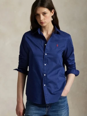 Polo Ralph Lauren koszula bawełniana damska kolor granatowy regular z kołnierzykiem klasycznym 211A92177