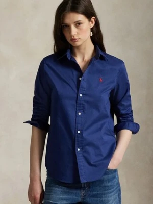 Polo Ralph Lauren koszula bawełniana damska kolor granatowy regular z kołnierzykiem klasycznym 211A92177