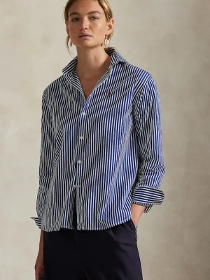Polo Ralph Lauren koszula bawełniana damska kolor granatowy relaxed z kołnierzykiem klasycznym 211910743