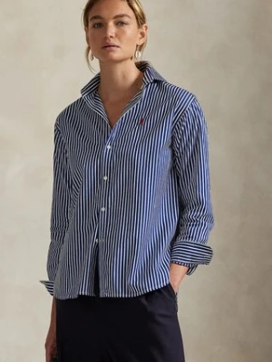 Polo Ralph Lauren koszula bawełniana damska kolor granatowy relaxed z kołnierzykiem klasycznym 211910743