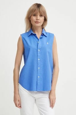 Polo Ralph Lauren koszula bawełniana damska kolor niebieski regular z kołnierzykiem klasycznym 211906512