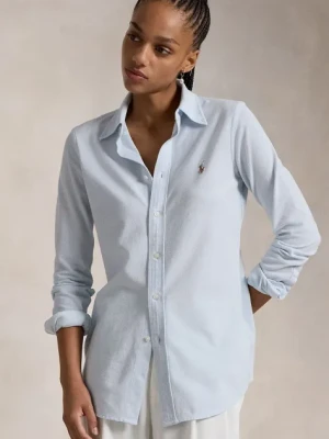 Polo Ralph Lauren koszula bawełniana damska kolor niebieski regular z kołnierzykiem klasycznym