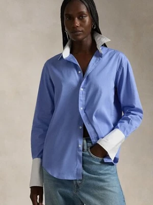 Polo Ralph Lauren koszula bawełniana damska kolor niebieski relaxed z kołnierzykiem klasycznym 211891426