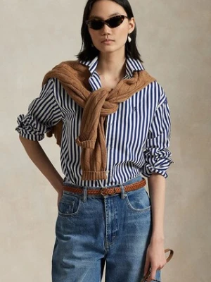 Polo Ralph Lauren koszula bawełniana damska kolor niebieski relaxed z kołnierzykiem klasycznym 211910743