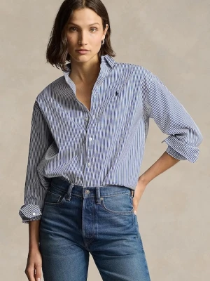 Polo Ralph Lauren koszula bawełniana damska kolor niebieski relaxed z kołnierzykiem klasycznym 211910743