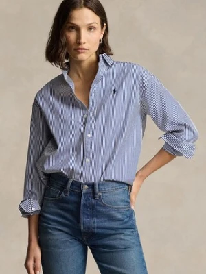 Polo Ralph Lauren koszula bawełniana damska kolor niebieski relaxed z kołnierzykiem klasycznym 211910743